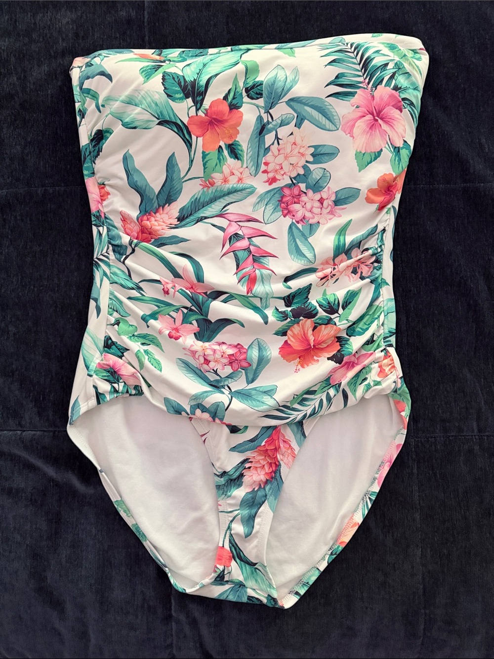 Tommy Bahama White Swimwear Top with Green and Pink Tropical Print
